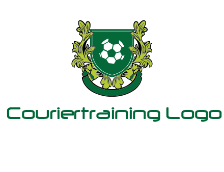 green leaf and football shield logo