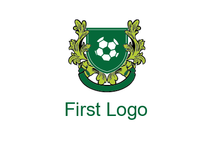 green leaf and football shield logo