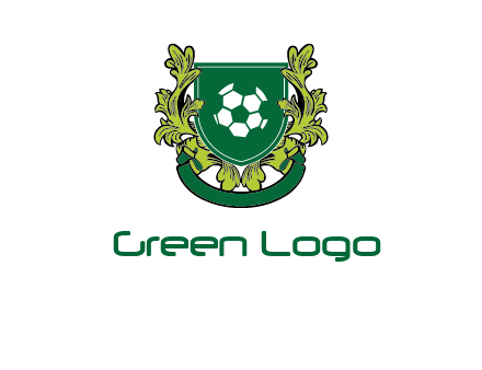 green leaf and football shield logo