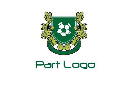 green leaf and football shield logo