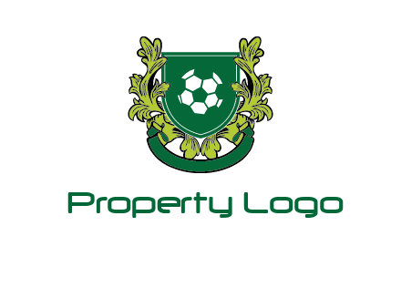 green leaf and football shield logo