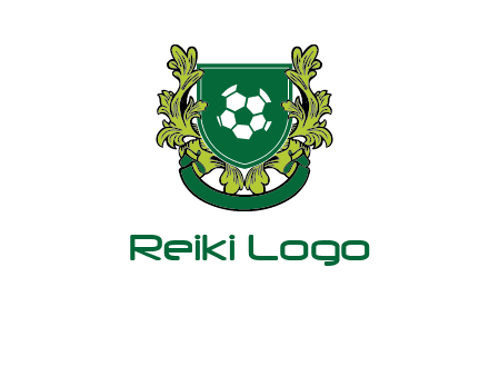 green leaf and football shield logo