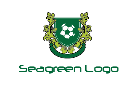 green leaf and football shield logo