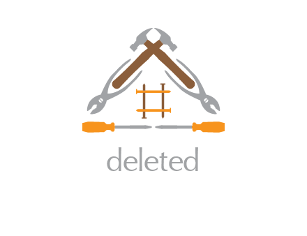 calipers screw drivers nails and hammers forming a house construction logo