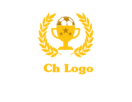 champion cup with football logo