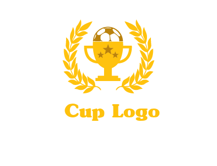 champion cup with football logo