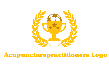 champion cup with football logo