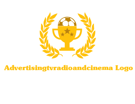 champion cup with football logo