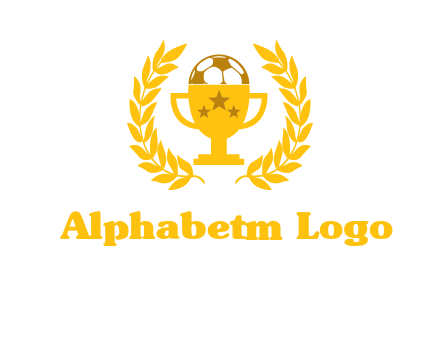 champion cup with football logo