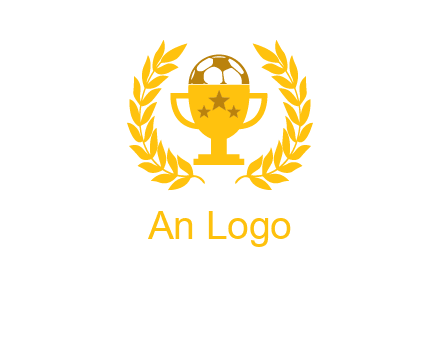 champion cup with football logo