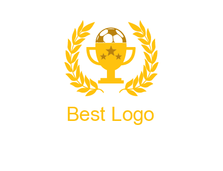champion cup with football logo