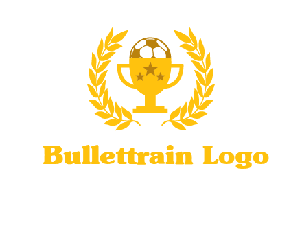 champion cup with football logo