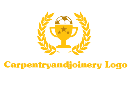 champion cup with football logo