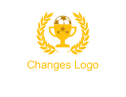 champion cup with football logo