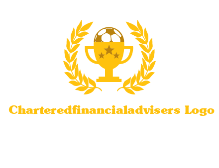 champion cup with football logo
