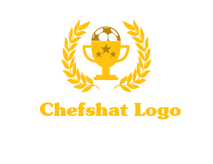 champion cup with football logo