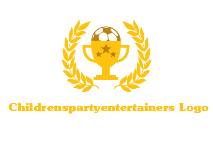 champion cup with football logo
