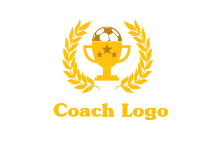 champion cup with football logo