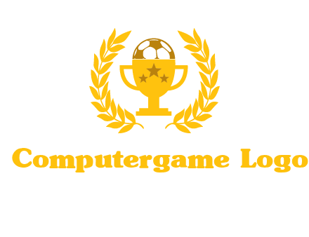 champion cup with football logo