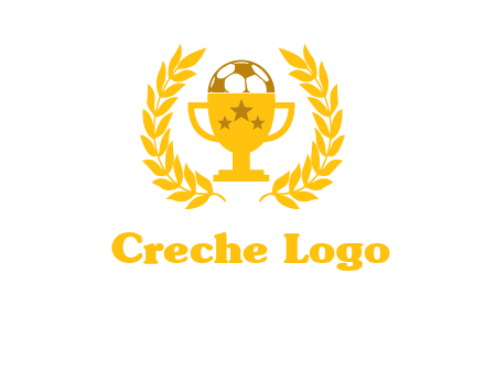 champion cup with football logo