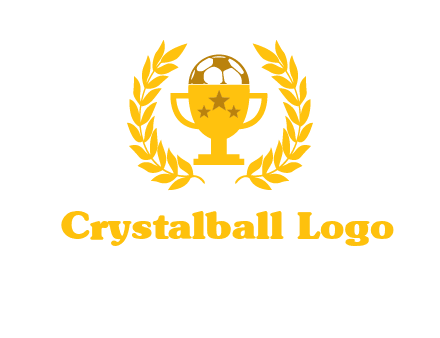 champion cup with football logo