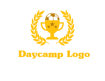 champion cup with football logo