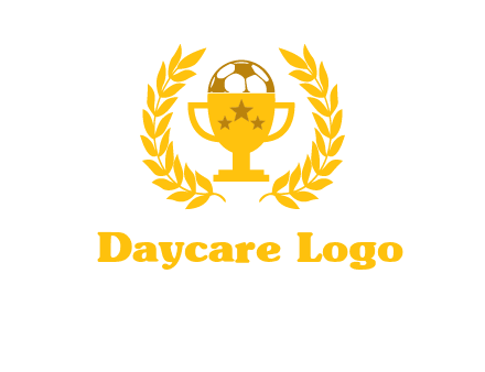 champion cup with football logo
