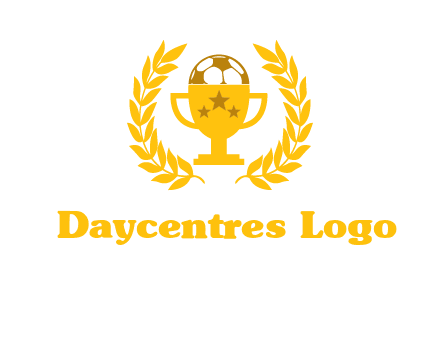 champion cup with football logo