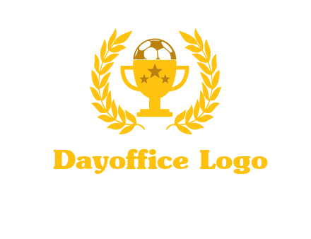 champion cup with football logo