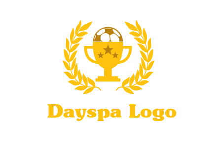 champion cup with football logo