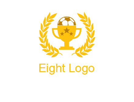 champion cup with football logo