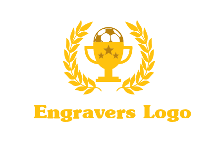 champion cup with football logo