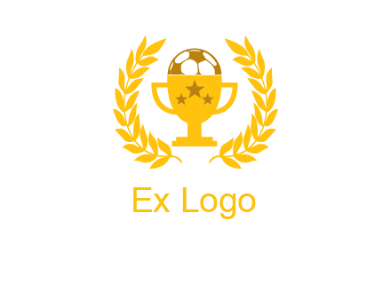 champion cup with football logo