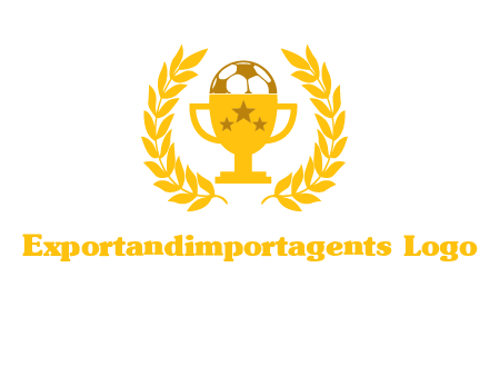 champion cup with football logo
