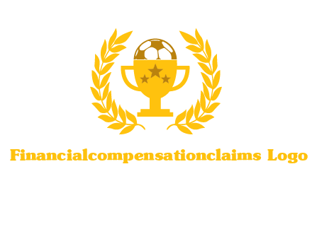 champion cup with football logo