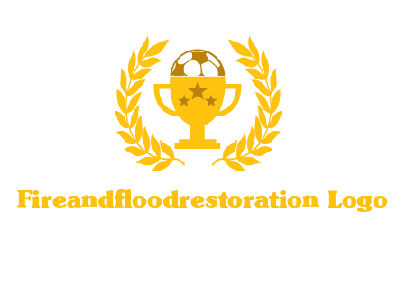 champion cup with football logo
