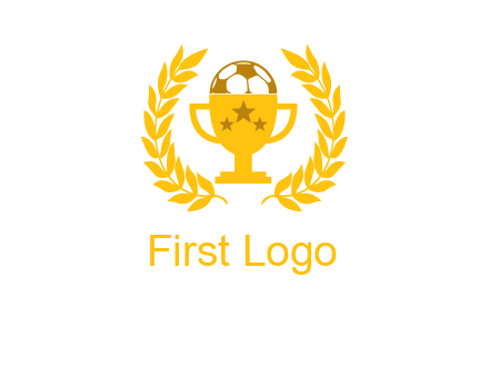 champion cup with football logo