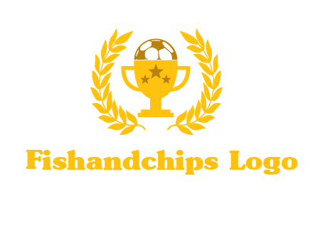 champion cup with football logo