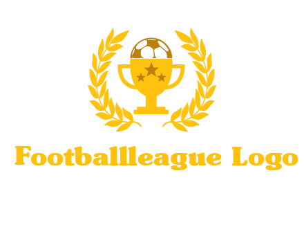 champion cup with football logo