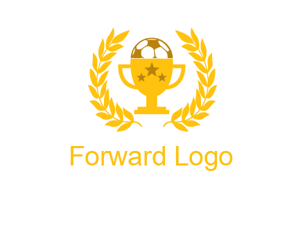 champion cup with football logo