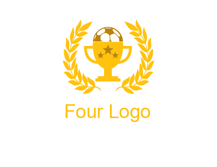 champion cup with football logo