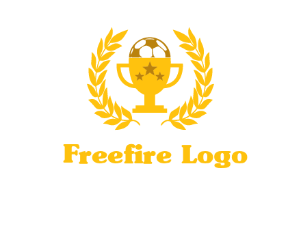 champion cup with football logo