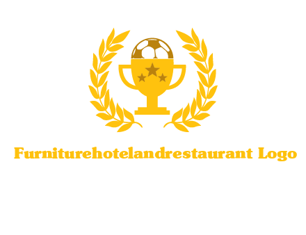 champion cup with football logo
