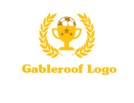 champion cup with football logo