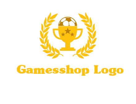 champion cup with football logo