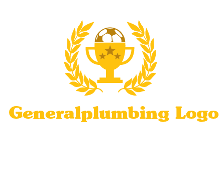 champion cup with football logo