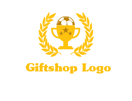 champion cup with football logo