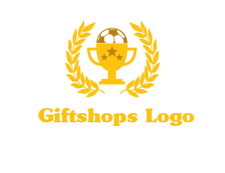 champion cup with football logo