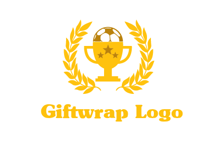champion cup with football logo