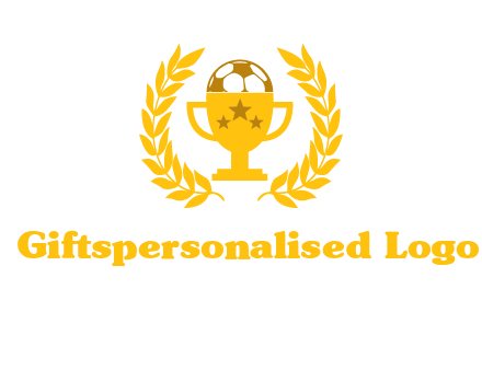 champion cup with football logo